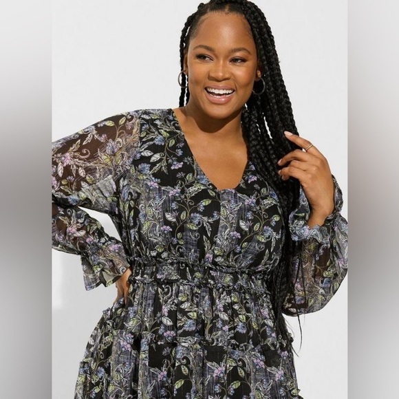 Torrid Mini Lurex Chiffon Tiered Dress Size 3X NWT - Picture 3 of 9